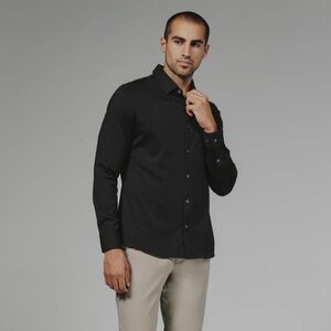 7 Diamonds Classic Men’s Black Long Sleeve Button Down Dress Shirt